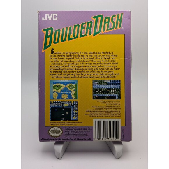 Boulder Dash (Nintendo NES, 1990) CIB w/ Cart, Box, Sleeve & Manual Tested Works - Picture 2 of 12